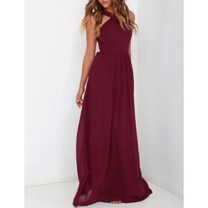 Lulus Air of Romance Burgundy Purple Maxi Dress Size Large Formal Elegant Party